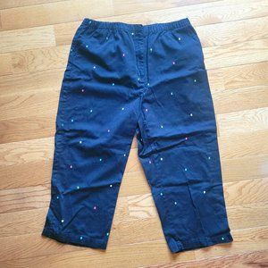 Classic Elements Embroidered Polka Dot Cropped Pants Size Large